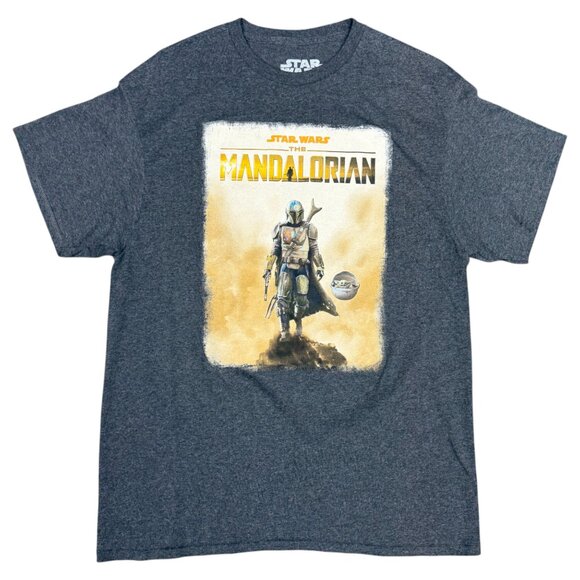 Men's STAR WARS The‎ Mandalorian T-shirt Short Sleeve Gray- Size L - Picture 1 of 6